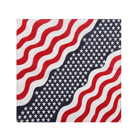 Bandana Drapeau Américain Pur Coton Imprimé Écharpe Carrée Bandeau Multifonctionnel Pour Cyclisme Jour de l'Indépendance Unisexe
