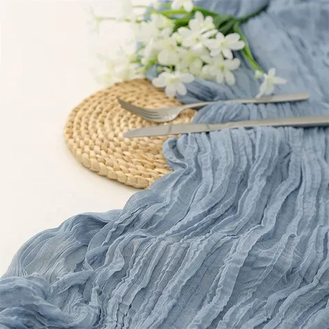 Runner da Tavolo in Garza Crespata Decorazione Tavola Matrimonio Boho per Ricevimenti Feste di Compleanno Banchetti Casa Pranzo