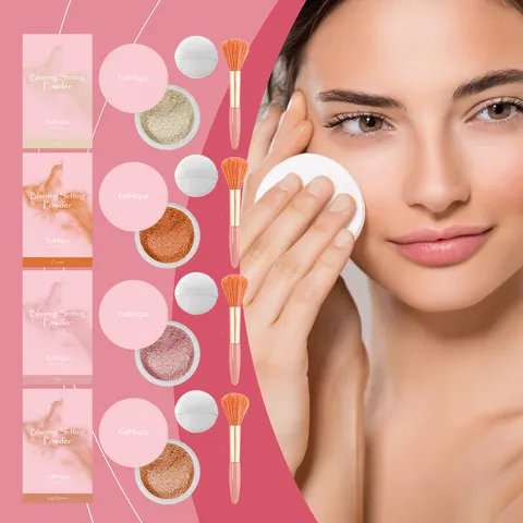Professional Blurring Setting Powder With Makeup Brush And Puff Long Lasting Matte Face Mineral Cosmetic Kit