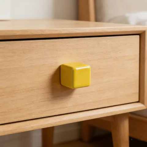 Modern Minimalist Colorful Ceramic Cube Cabinet Knob Single Hole Drawer Pull Wardrobe Kitchen Furniture Decorative Handle