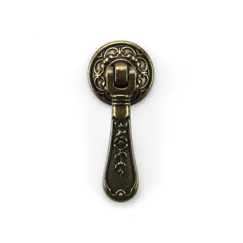 Vintage Europäischer Zinklegierung Pendel Möbelgriff Antike Bronze Relief Blumenmuster Einloch Schubladengriff Möbelbeschlag