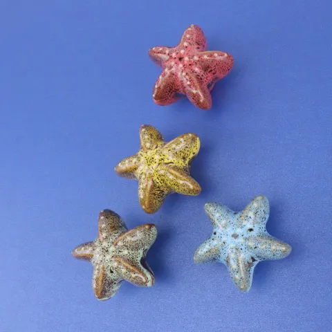 Leopard Print Starfish Ceramic Cabinet Knobs For Kids Room Chest Drawer Wardrobe Furniture Decorative Sea Star Cupboard Pulls Handle