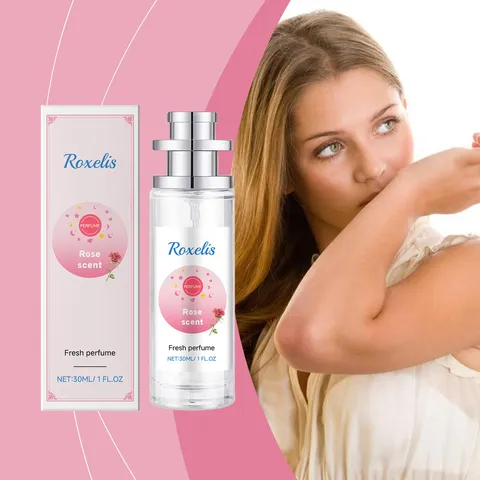 Roxelis Rose Scented Long Lasting Fragrance Women Perfume Elegant Fresh Spray Eau De Parfum Glass Bottle Gift
