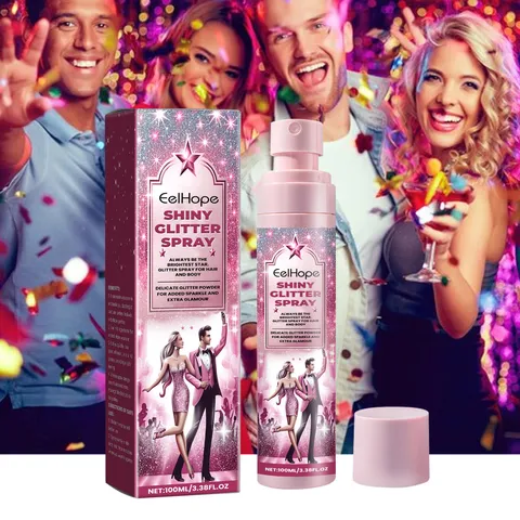 EelHope Shiny Glitter Spray For Body And Hair Stage Makeup Shimmer Highlighting Mist For Music Festivals Rave Party Club Wear