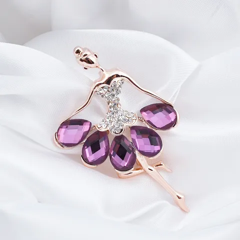 Elegante Spilla Ballerina in Lega con Strass Scintillanti e Cristallo a Goccia Posa di Danza Gioiello per Matrimonio Banchetto Regalo Donna