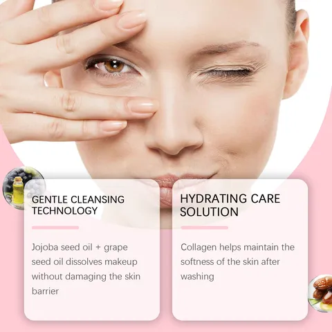 Collageen Reinigingsolie Met Jojoba Zaad Olie Diepe Poriën Reiniging Zachte Make-up Verwijderaar Voor Dagelijkse Huidverzorging Gezichtsreiniging Vloeistof