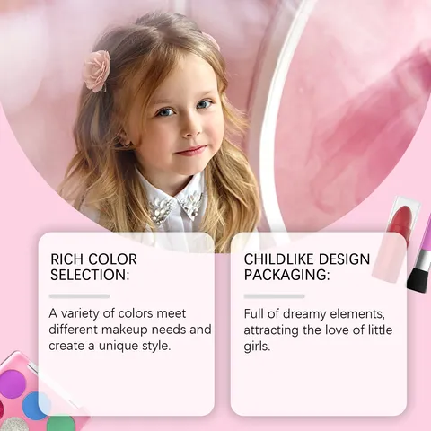 Dreamy Kids Makeup Set Multi-color Cosmetic Kit For Girls Eye Shadow Lipstick Blush Safe Non-Toxic Pretend Play Toys For Children Birthday Party Gift