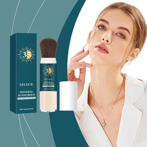 Poudre Fixatrice Solaire Minérale Longue Tenue Contrôle du Sébum Mat Léger Portable Poudre de Maquillage