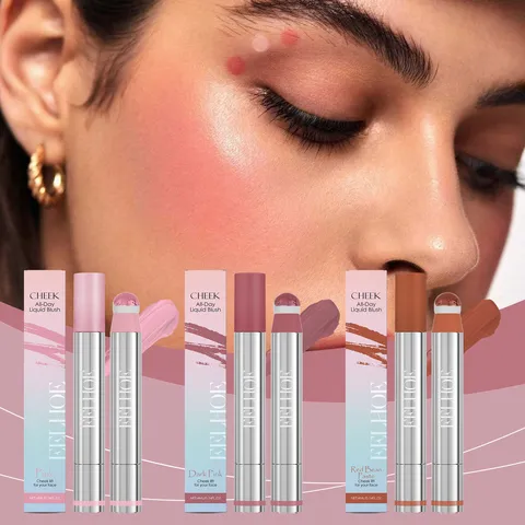 Multi-functional Liquid Blush Lip Tint Twist Design Highlighter Contouring Waterproof Long-lasting Sponge Tip Face Makeup For Women