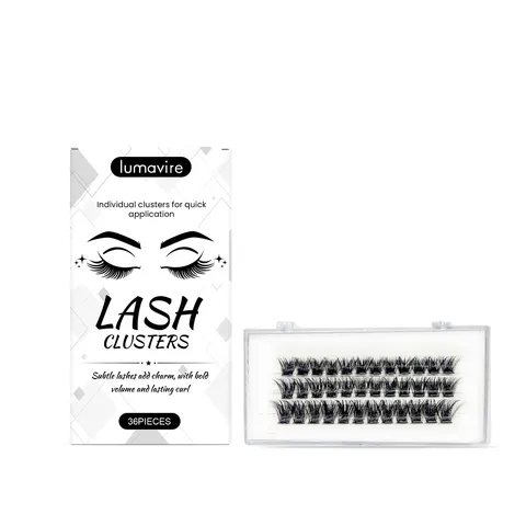 Lumavire Glue-Free False Eyelashes Natural Look Individual Cluster Lashes Lightweight Comfortable Black Lash Clusters