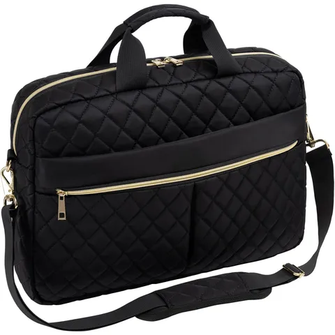 Sacoche d'Ordinateur en Polyester Matelassé pour Femmes Mallette Imperméable Sac à Bandoulière Housse Mince pour Ordinateur Bureau Voyage