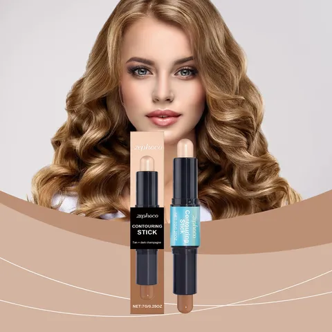 Double Ended Facial Highlight And Contour Stick Creamy Makeup Highlighter And Bronzer Portable Face Contouring Pen