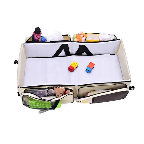 Mochila Multifuncional Plegable para Pañales 3 En 1 Cama de Bebé Portátil Gran Capacidad Tela Oxford Bolsa de Viaje para Mamá