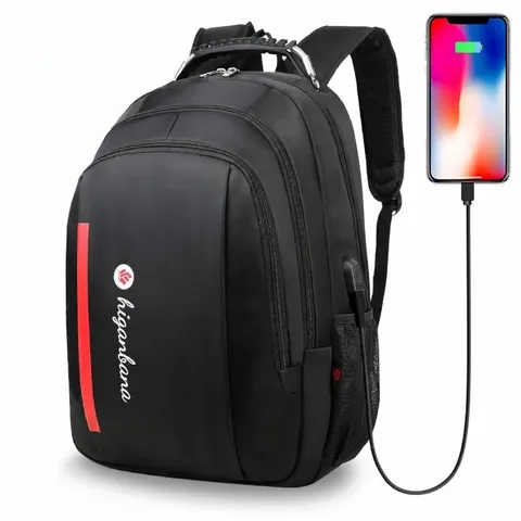 Men Business Casual Oxford Cloth Backpack Fashion Waterproof Laptop Bag Travel Rucksack For School Students With USB Charging Port