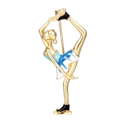 Elegant Enamel Ballet Girl Brooch Pin For Women Alloy Dancer Skater Lapel Pin Jewelry Accessories Dress Decor