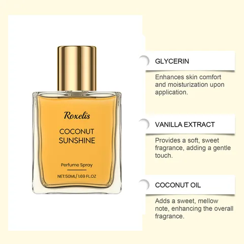 Coconut Sunshine Αρωματικό Σπρέι Μακράς Διαρκείας Αναζωογονητικό Σπρέι Σώματος Για Καθημερινά Ραντεβού Αιθέρια Έλαια Γυάλινο Μπουκάλι Αποσμητικό Χώρου