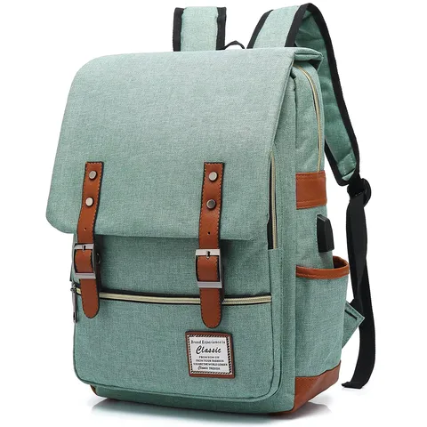 Vintage Oxford Laptop Backpack With USB Port Large Capacity Travel Daypack Polyester Lining Outdoor Bag For Men Women