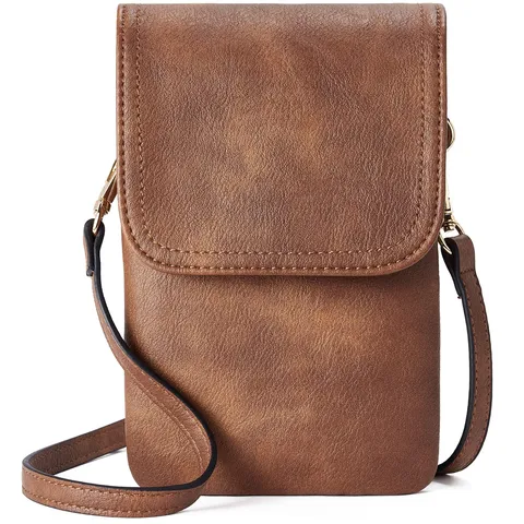 Luxury Women Retro PU Leather Phone Bag Wallet Minimalist Small Crossbody Shoulder Bag With Litchi Grain Pattern Purse