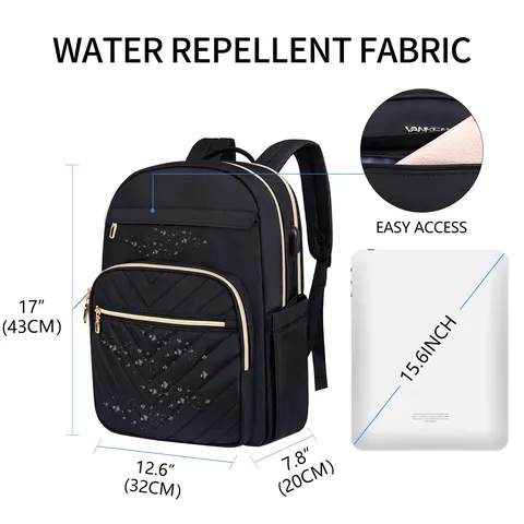 Mochila para Portátil Mujer Acolchada Tela Oxford Gran Capacidad Negocios Viajes Commute Escuela Con Puerto de Carga USB