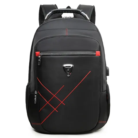 Men Business Casual Oxford Cloth Backpack Fashion Waterproof Laptop Bag Travel Rucksack For School Students With USB Charging Port