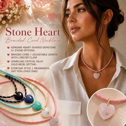 Collier Cordon Tressé Avec Pendentif Cœur Pour Femme Pierre Naturelle Cristal Quartz Rose Turquoise Réglable Bijoux Mode