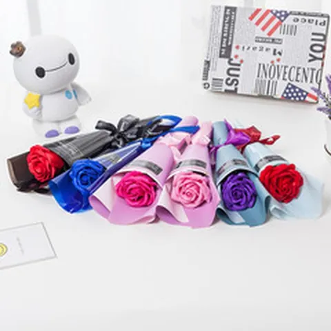 Single Rose Soap Flower Bouquet Artificial Flower Gift For Teacher Day Valentine Birthday Party