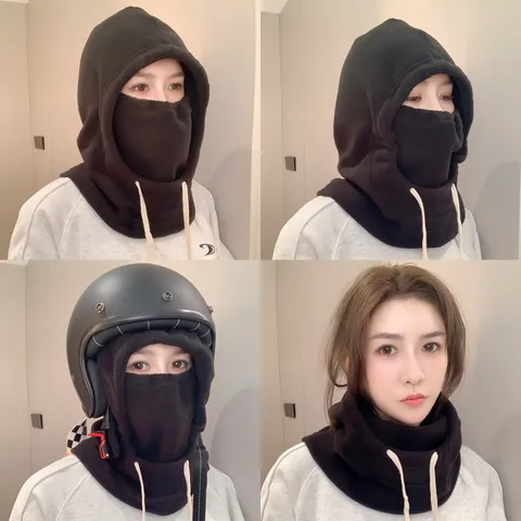 Winter Outdoor Cycling Balaclava Fleece Thickened Windproof Warm Ski Hood Neck Protection Hat Plus Velvet Thermal Face Mask