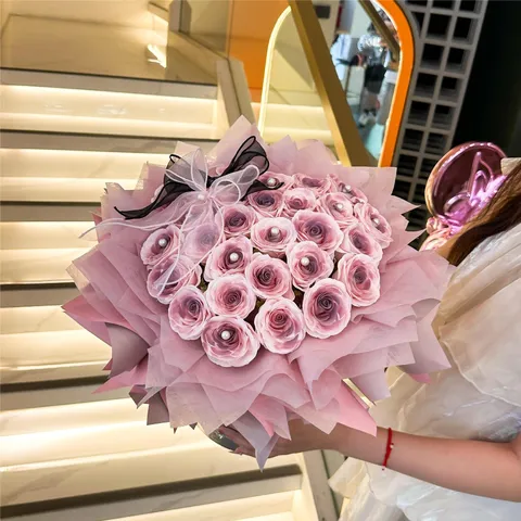 Valentine Day Preserved Soap Rose Flower Bouquet Heart Shaped Gift Box Romantic Floral Gift For Women