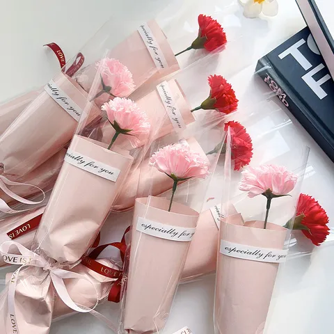 Handgemaakt Zeep Roos Anjer Bloem Boeket Met Droge Statice Voor Dag van de Leraar Valentijnsdag Verjaardagscadeau Decoratie