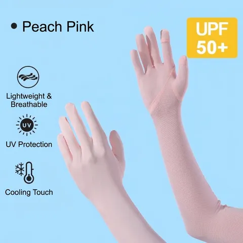 Damen Polyester Sonnenschutz Armstulpen Eis Seide Kühlung Lange Handschuhe UV Schutz Volle Handfläche Flip Finger Touchscreen