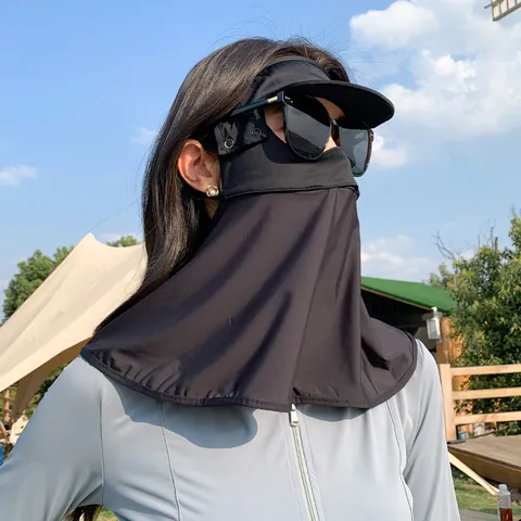 Full Face Sun Protection Mask UV Blocking Facekini With Brim Breathable Nylon Neck Cover For Outdoor Driving Women