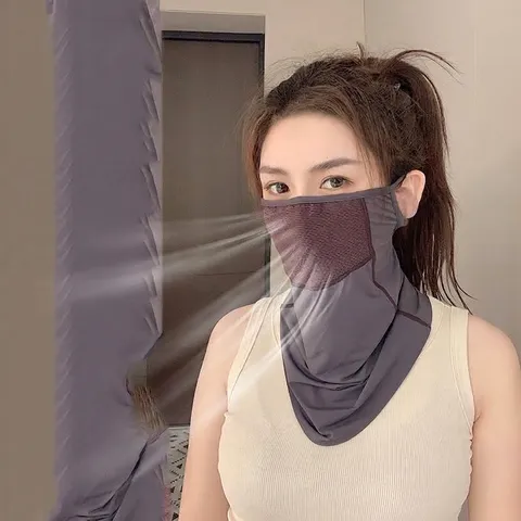 Women Sun Protection Face Mask Breathable Mesh Neck Gaiter Minimalist Half Face Cover UV Blocking Outdoor Sport Veil