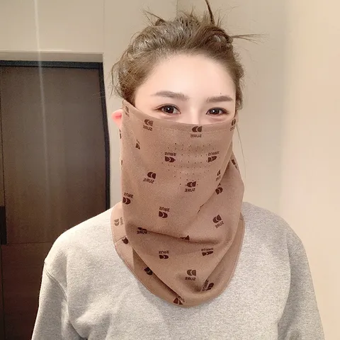 Masque facial coupe-vent suspendu à l'oreille épaissi d'hiver pour femmes visage complet écharpe de protection du cou chaude cyclisme en plein air