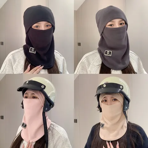 Winter Thickened Fleece Balaclava Face Mask Neck Warmer Integrated Windproof Thermal Cycling Hood For Men Women Outdoor Sports