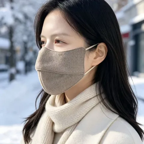 Masque Facial Coupe-Vent Anti-Froid en Mélange de Laine Épaissi Pour Femmes Hiver Chaud Couverture Faciale 3D Cyclisme Extérieur