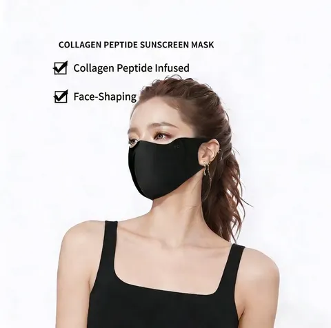 Masque de Protection Solaire Rafraîchissant au Collagène 3D pour Femmes Protection UV UPF50 Écran Facial en Soie Glacée sans Couture Protection du Coin des Yeux Masque Respirant d'extérieur