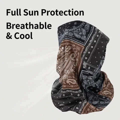 Summer Ice Silk Sun Protection Face Mask UV Protection Breathable Paisley Neck Gaiter For Cycling Outdoor Sports Unisex