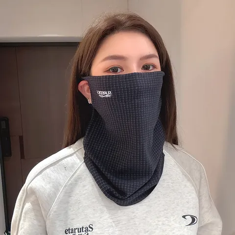 Masque Facial de Protection Solaire Unisexe Guêtre de Cou de Cyclisme Respirant Carreaux Polyester Anti-poussière Couverture de Visage de Sport en Plein Air