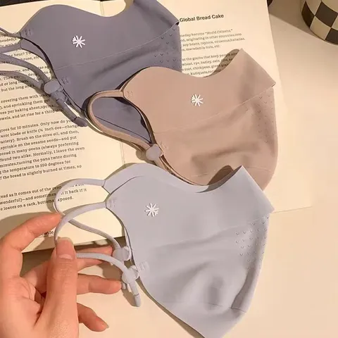 Nylon 3D Sun Protection Face Mask With Corner Eye Protection Breathable UV Protection Half Face Mask With Adjustable Ear Loops For Women Outdoor