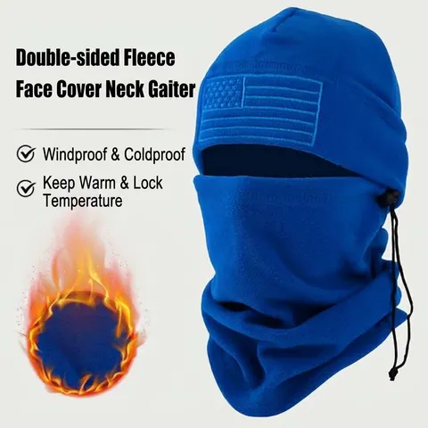 Cagoule En Polaire D'hiver Cache-cou Réglable Coupe-vent Masque Facial Thermique Ensemble Bonnet De Cyclisme Ski Pour Hommes Femmes