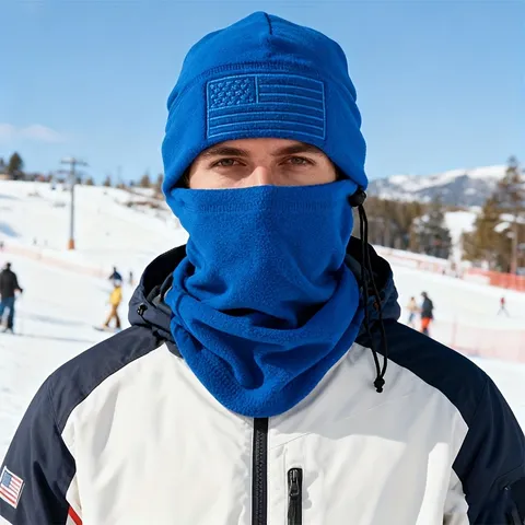 Cagoule En Polaire D'hiver Cache-cou Réglable Coupe-vent Masque Facial Thermique Ensemble Bonnet De Cyclisme Ski Pour Hommes Femmes
