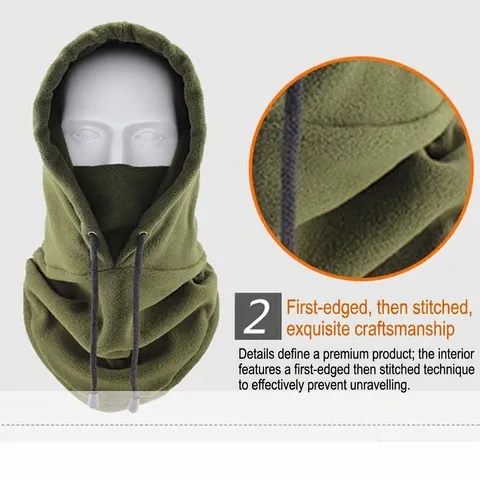 Χειμερινή Μπαλακλάβα Fleece Μάσκα Προσώπου για Άνδρες Υπαίθρια Ποδηλασία Αντιανεμικό Ζεστό Ενσωματωμένη Κουκούλα Καπέλο
