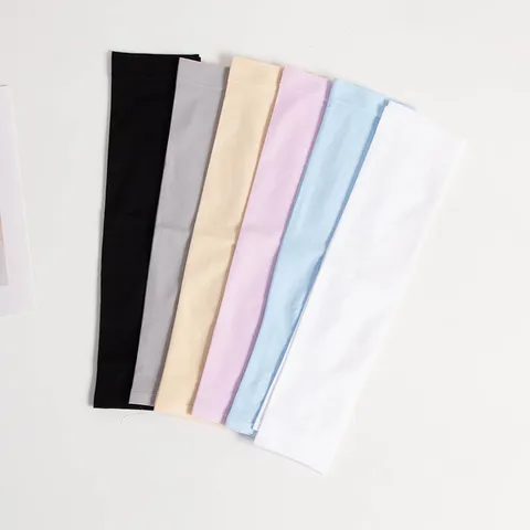 Manchettes Rafraîchissantes en Soie de Glace Unisexe pour Hommes Femmes Protection Solaire UV Trou de Pouce Sport Cyclisme Extérieur