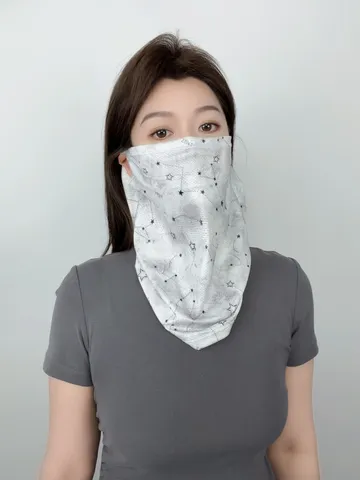Unisex Ice Silk Sun Protection Face Mask Breathable Ear Loop Neck Gaiter Printed Letter Camouflage Mask For Outdoor Cycling