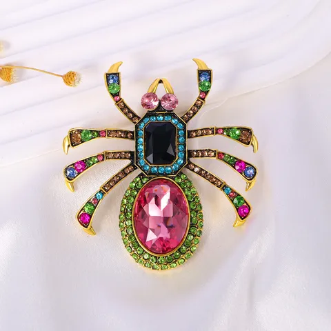 Vintage Übergroße Spinne Brosche Für Damen Bunte Strass Insekt Anstecknadel Zinklegierung Kristall Tier Reversnadel Schmuck Geschenk