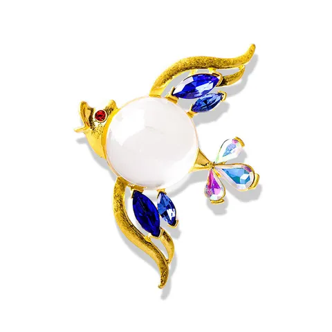 3D Pineapple Bird Brooches For Women Alloy Rhinestone Jelly Glass Fashion Corsage Elegant Animal Fruit Brooch Jewelry Accessory
