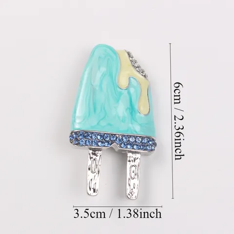 Cute Ice Cream Popsicle Enamel Brooch Pin Creative Alloy Rhinestone Lapel Pin For Women Girls Fashion Jewelry Accessory