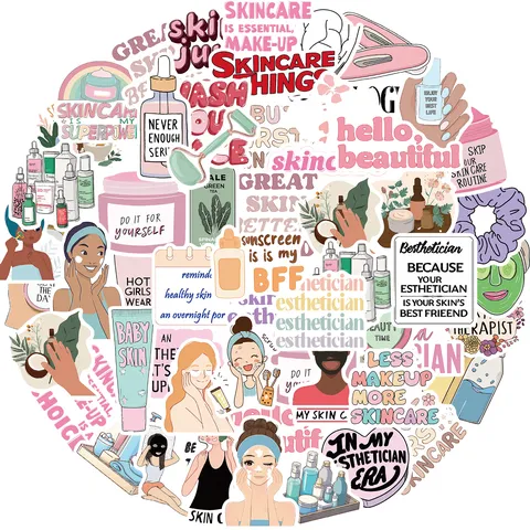 50Pcs Cartoon Skincare Beauty Graffiti Stickers Waterproof PVC DIY Decorative Decals For Laptop Suitcase Water Cup