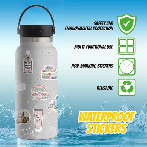 50Pcs Cartoon Skincare Beauty Graffiti Stickers Waterproof PVC DIY Decorative Decals For Laptop Suitcase Water Cup