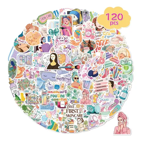 Beauty Skincare Cartoon Stickers Waterproof PVC Adhesive Paper Cosmetics Decals For Laptop Phone Case Water Bottle Decor